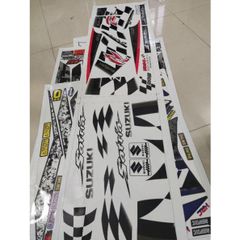 Tem Rời Suzuki Satria 2000 Xám Đen Tem Cờ  - Decal In Chất Lượng