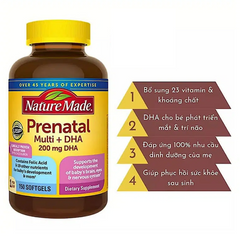 Viên Uống Bổ Bầu Nature Made Prenatal Multi + DHA 150 Viên - Vitamin Cho Mẹ Bầu, Hỗ Trợ Phát Triển Toàn Diện Cho Mẹ Và Bé 638543