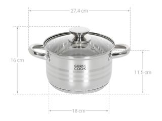 Nồi inox 5 đáy nắp kính 18 cm Green Cook GCS243-18IH