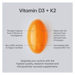 Viên Uống Vitamin D3 + K2 USA - Hỗ Trợ Sức Khỏe Xương, Tăng Cường Miễn Dịch và Tim Mạch, Dinh Dưỡng Thiết Yếu Hàng Ngày - Có Mã QR Chính Hãng