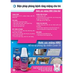 Nước Súc Miệng HMU Chlor Kid Vị Dâu 150ml Cho Bé Giảm Đau Rát Họng