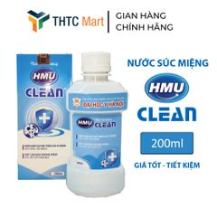 Nước súc miệng HMU Clean Chlorhexidine 0,12% chai 200ml sát khuẩn khoang miệng và vùng họng