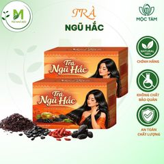 Trà Ngũ Hắc Premium- Mè Đen, Đậu Đen, Gạo Lứt Đen, Dâu Tằm, Hắc Kỉ Tử giúp bổ thận thanh lọc cơ thể, đẹp da, dưỡng tóc và làm đen tóc giúp tóc chắc khỏe ( Hộp 20 gói x 5gr)