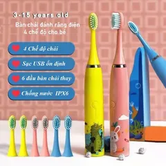 Bàn chải đánh răng tự động cho bé mẫu (SẠC ĐIỆN gồm 4 chế độ) , bàn chải đánh răng điện