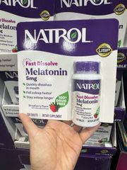 Viên ngậm hỗ trợ giấc ngủ Natrol Sleep 5mg 250 viên - Giúp ngủ ngon, thư giãn tinh thần, không cần nước, hương vị dâu tây