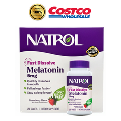 Viên ngậm hỗ trợ giấc ngủ Natrol Sleep 5mg 250 viên - Giúp ngủ ngon, thư giãn tinh thần, không cần nước, hương vị dâu tây