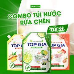 [Sỉ] Nước Rửa Chén Bát TOPGIA Thiên Nhiên, An Toàn Dịu Nhẹ Da Tay, Khử Mùi Tanh Sạch Dầu Mỡ, Túi 2L