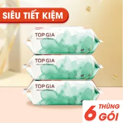 Khăn ướt Top Gia ban mai thùng 6 Bịch/10 bịch (80 tờ / bịch) mềm mại không mùi không parabens