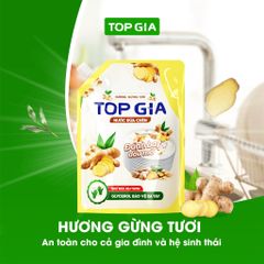 [Sỉ] Nước Rửa Chén Bát TOPGIA Thiên Nhiên, An Toàn Dịu Nhẹ Da Tay, Khử Mùi Tanh Sạch Dầu Mỡ, Túi 2L