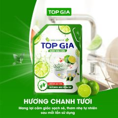 [Sỉ] Nước Rửa Chén Bát TOPGIA Thiên Nhiên, An Toàn Dịu Nhẹ Da Tay, Khử Mùi Tanh Sạch Dầu Mỡ, Túi 2L