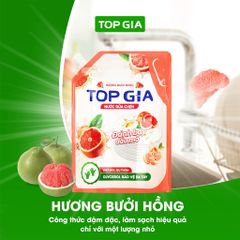 [Sỉ] Nước Rửa Chén Bát TOPGIA Thiên Nhiên, An Toàn Dịu Nhẹ Da Tay, Khử Mùi Tanh Sạch Dầu Mỡ, Túi 2L