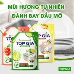[Sỉ] Nước Rửa Chén Bát TOPGIA Thiên Nhiên, An Toàn Dịu Nhẹ Da Tay, Khử Mùi Tanh Sạch Dầu Mỡ, Túi 2L