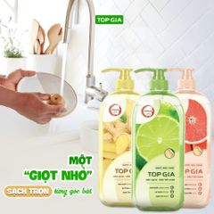[Sỉ] Nước Rửa Chén Bát TOPGIA Thiên Nhiên, An Toàn Dịu Nhẹ Da Tay, Khử Mùi Tanh Sạch Dầu Mỡ, Túi 2L