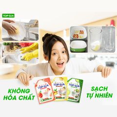 [Sỉ] Nước Rửa Chén Bát TOPGIA Thiên Nhiên, An Toàn Dịu Nhẹ Da Tay, Khử Mùi Tanh Sạch Dầu Mỡ, Túi 2L