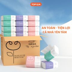 [Sỉ] Thùng 30 gói giấy ăn TopGia gấu trúc rút 3 màu cao cấp 4 lớp dày dặn, mềm mịn
