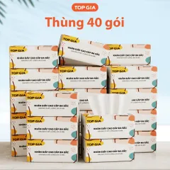 [Sỉ] Giấy ăn rút Topgia thùng 40 gói đa sắc cao cấp 240 tờ 4 lớp, dập vân 4D, mềm mịn, thấm hút tốt