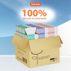 [Sỉ] Thùng 30 gói giấy ăn TopGia gấu trúc rút 3 màu cao cấp 4 lớp dày dặn, mềm mịn