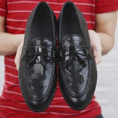 ( Mã D13 ) Giày lười đám cưới da mềm, Giầy tây chất liệu da PU mềm mại dâp vân thắt nơ chuông trang trí 640915
