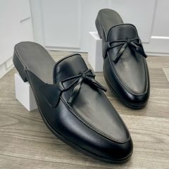 ( Mã D43 ) Giày sục nam công sở thanh lịch, Giày mùa hè thoáng khí thiết kế trơn gắn nơ chuông trang trí đế có khâu chỉ 640906
