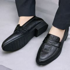 ( Mã D10 ) Giày tây nam da mềm, Giầy nam chất liệu da PU mềm mại dâp vân gắn băng đai hình cánh én 640910
