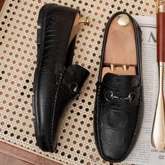 ( Mã D31 ) Giày Mocassin đế bệt da PU dâp vân sắc nét , Giầy lười công sở da mềm đế nhẹ có khâu đế chắc chắn  640914