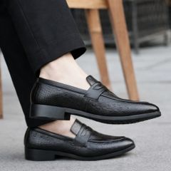 ( Mã D10 ) Giày tây nam da mềm, Giầy nam chất liệu da PU mềm mại dâp vân gắn băng đai hình cánh én 640910
