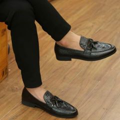 ( Mã D13 ) Giày lười đám cưới da mềm, Giầy tây chất liệu da PU mềm mại dâp vân thắt nơ chuông trang trí 640915