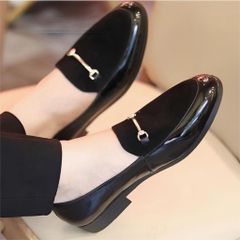( Mã D3 ) Giày lười nam kiểu dáng hàn quốc, giày tây nam công sở da bóng vá nỉ phối có gắn băng xích vàng không rỉ 640923