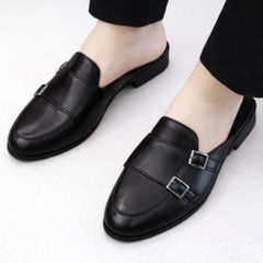 ( Mã D36 ) Giày sục nam MonkStrap da PU cao cấp, giầy sục da mùa hè thoáng khí trẻ trung gắn 4 khóa trang trí đế có khâu 640927