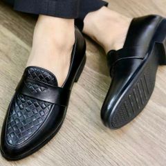 ( Mã D24 ) Giày lười dập vân đan chéo, Giầy nam da mềm đính băng đai thủng tam giác đế cao su nguyên khối 640925