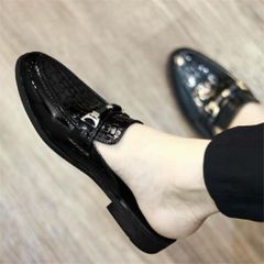 ( Mã D16 ) Giày sục nam da bóng kính cao cấp, sục lười da mềm đính băng xích trang trí thiết kế trẻ trung tinh tế 640934