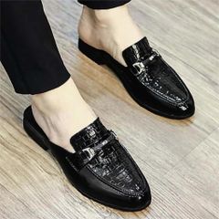 ( Mã D16 ) Giày sục nam da bóng kính cao cấp, sục lười da mềm đính băng xích trang trí thiết kế trẻ trung tinh tế 640934