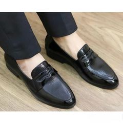 ( Mã D23 ) Giày lười nam kiểu dáng thời thượng, giày tây công sở da bóng kính in vân nhũ bắt mắt dễ vệ sinh và làm sạch 640938