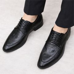 ( Mã D52 ) Giày buộc dây công sở nam, giày da dập vân thời thượng đế cao su đúc nguyên khối chống trơn trượt hiệu quả 640941