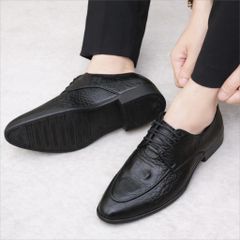 ( Mã D52 ) Giày buộc dây công sở nam, giày da dập vân thời thượng đế cao su đúc nguyên khối chống trơn trượt hiệu quả 640941