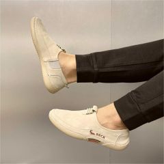 ( Mã D61 ) Giày slip-on thiết kế trẻ trung, Giày nam da Simili đế cao su non có khâu chỉ đủ size từ 38 đến 43