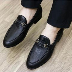 ( Mã D28 ) Giày tây lười công sở da lì in hoa văn độc lạ, Giày da nam đế cao su chống trơn trượt có khâu chỉ 640946