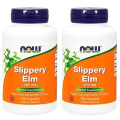 NOW Foods Slippery Elm 400 mg - Viên Uống Hỗ Trợ Tiêu Hóa Tự Nhiên 100 Viên - Vegan, Không Gluten, Bảo Vệ Dạ Dày & Ruột