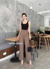 Quần Tây Nữ Ống Rộng Lưng Cao Dáng Suông - Quần Công Sở Thời Trang Hàn Quốc Màu Đen, Phù Hợp Đi Học và Đi Làm