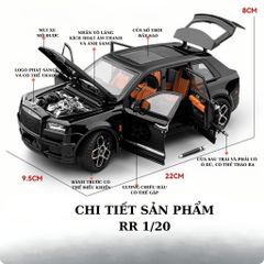 Mô Hình Oto Kim Loại Rôn Roi RR Cullilan 1/20 Chất Lượng Cao Decor Trưng Bày - Model Rôn Roi RR Cullilan