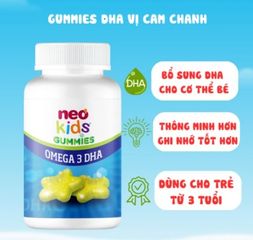 Viên nhai Neo Kids Gummies Omega3 DHA - Kẹo dinh dưỡng hỗ trợ trí tuệ cho trẻ từ 3 tuổi