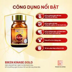 Biken Kinase Gold Hộp - Viên uống bổ não, giảm xơ vữa mạch máu, hỗ trợ phòng ngừa và phục hồi sau đột quỵ