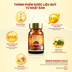 Biken Kinase Gold Hộp - Viên uống bổ não, giảm xơ vữa mạch máu, hỗ trợ phòng ngừa và phục hồi sau đột quỵ