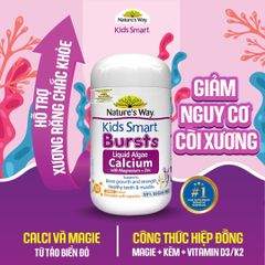 Nature's Way Kids Smart Bursts Calcium With Magnesium + Zinc+ D3K2 Bổ Sung Canxi, Kẽm, Magie cho trẻ