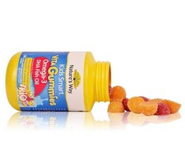 Kẹo Dẻo Nature's Way Kids Smart Vita Gummies Omega-3 DHA Fish Oil Hỗ Trợ Sức Khoẻ Não Và Mắt Cho Bé (Hộp 60v)