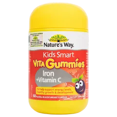 Kẹo Dẻo Natural Way's Kids Smart Vita Gummies Iron + Vitamin C Hỗ Trợ Bổ Sung Sắt Cho Trẻ (60v)