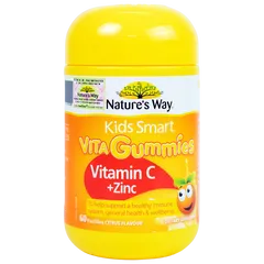 Kẹo Dẻo Nature’s Way Kids Smart Vita Gummies Vitamin C + ZinC – Bổ Sung Kẽm Và Vitamin C Tăng Cường Sức Đề Kháng Cho Trẻ