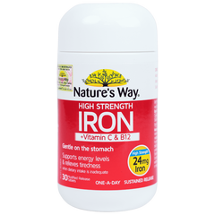 Nature’s Way High Strength Iron + Vitamin C&B12 – Hỗ trợ bổ sung Sắt, Vitamin C & B12 cho cơ thể (30v)