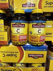 Viên uống Nature Made Super C với Vitamin D3 & Kẽm 200 viên - Tăng cường miễn dịch, hỗ trợ sức khỏe và đẹp da, hàng Mỹ