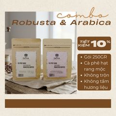 Combo Robusta & Arabica - Cà phê rang mộc nguyên hạt DEVA 250GR